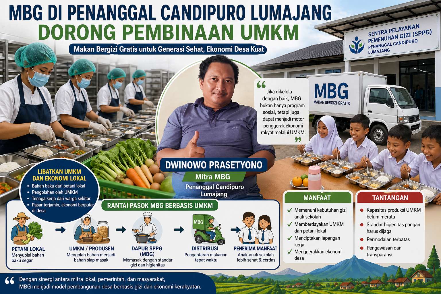 Mitra Lokal Dilibatkan, MBG di Penanggal Candipuro Lumajang Dorong Pembinaan UMKM